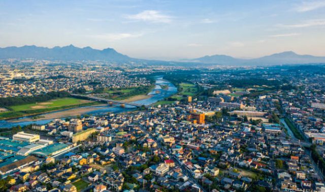 Sunrise over beautiful Maebashi Japan.  Gunma Prefecture
